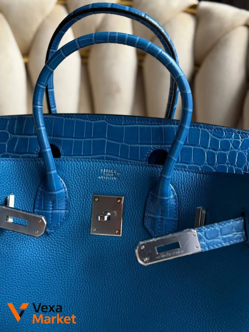 Hermes Birkin 30 см синяя — фото 3