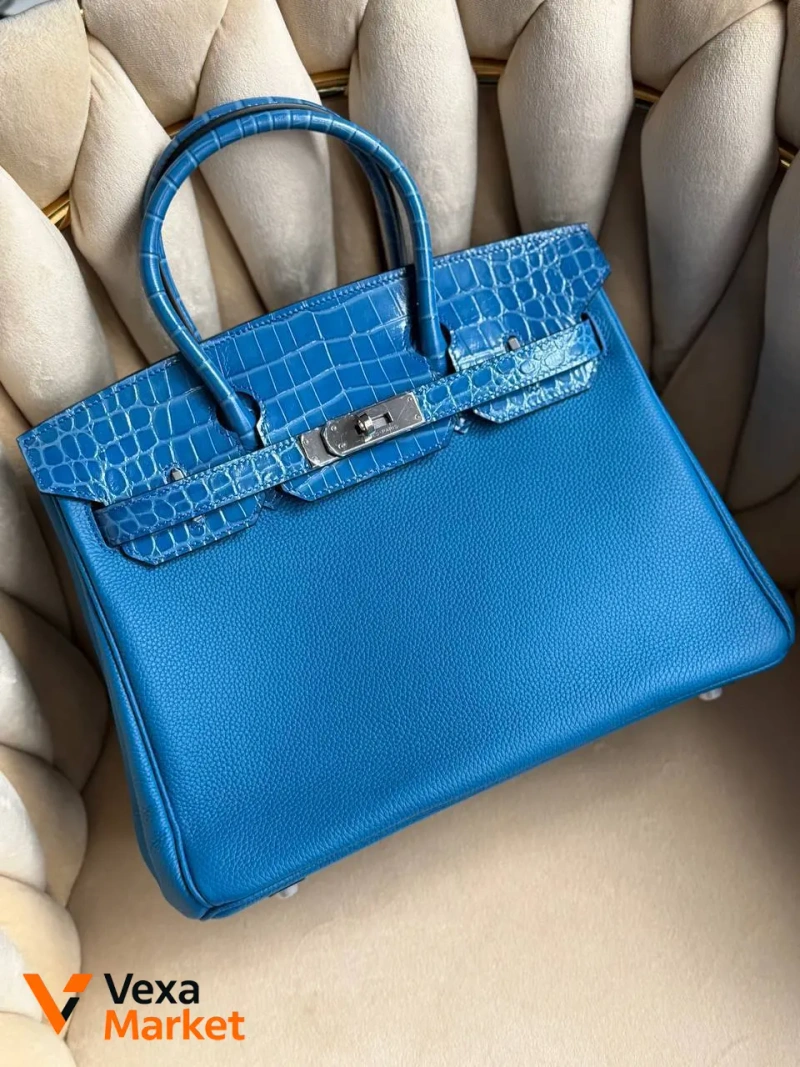 Hermes Birkin 30 см синяя — фото 5