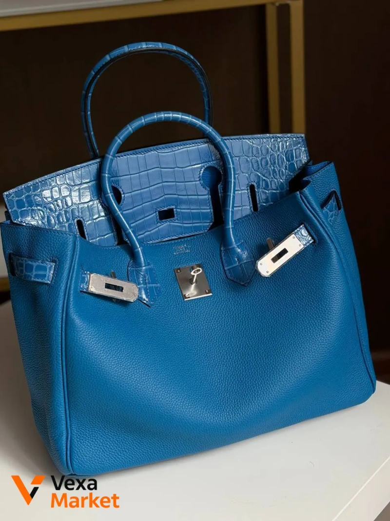 Hermes Birkin 30 см синяя — фото 6