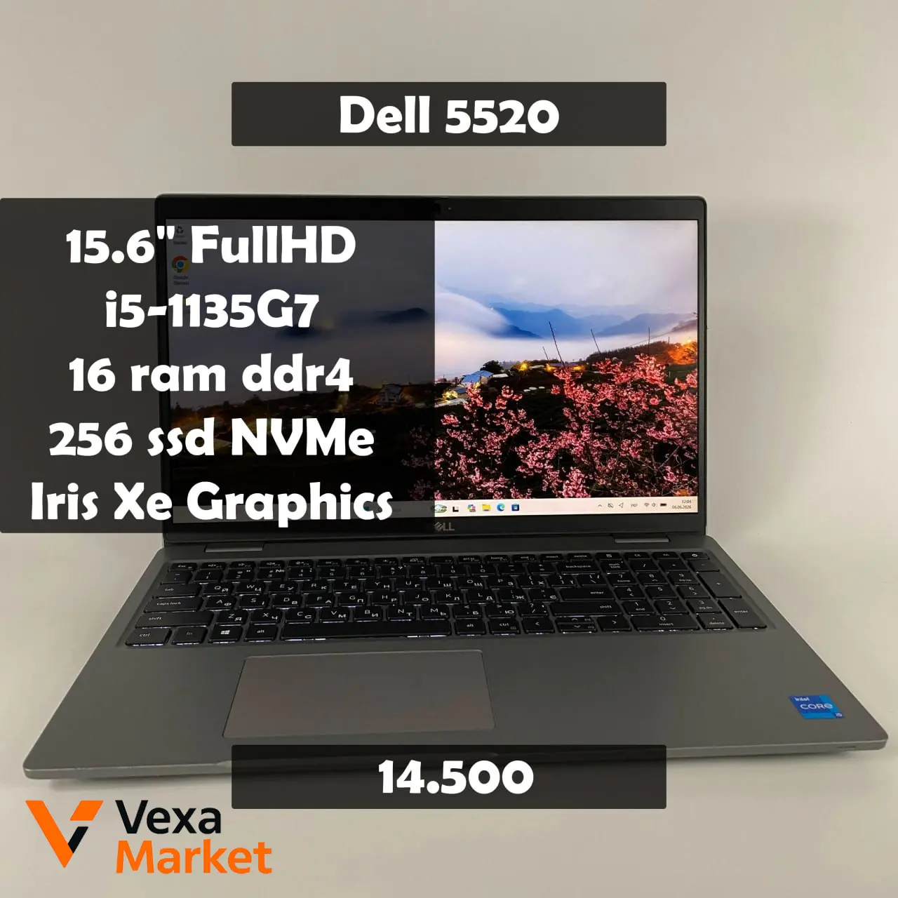 Ноутбук Dell Latitude 5520 15.6" FullHD, Intel Core i5-1135G7, 16GB DDR4, 256GB SSD NVMe