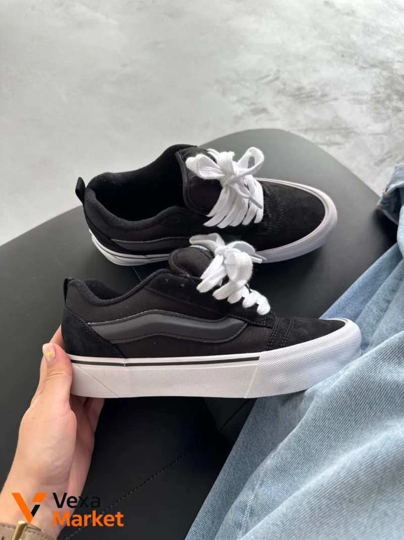 Кросівки Vans Knu Skool White Black шкіра/замша — фото 3