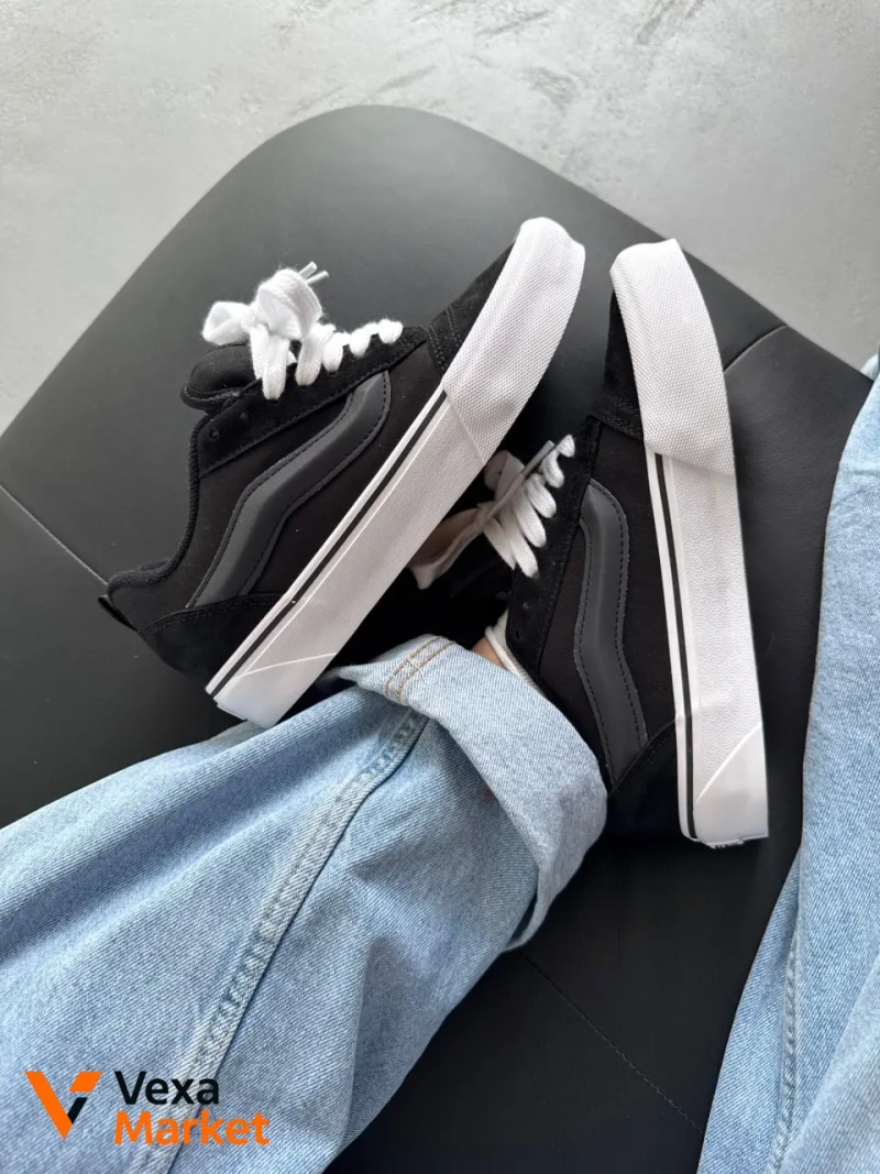 Кросівки Vans Knu Skool White Black шкіра/замша — фото 6