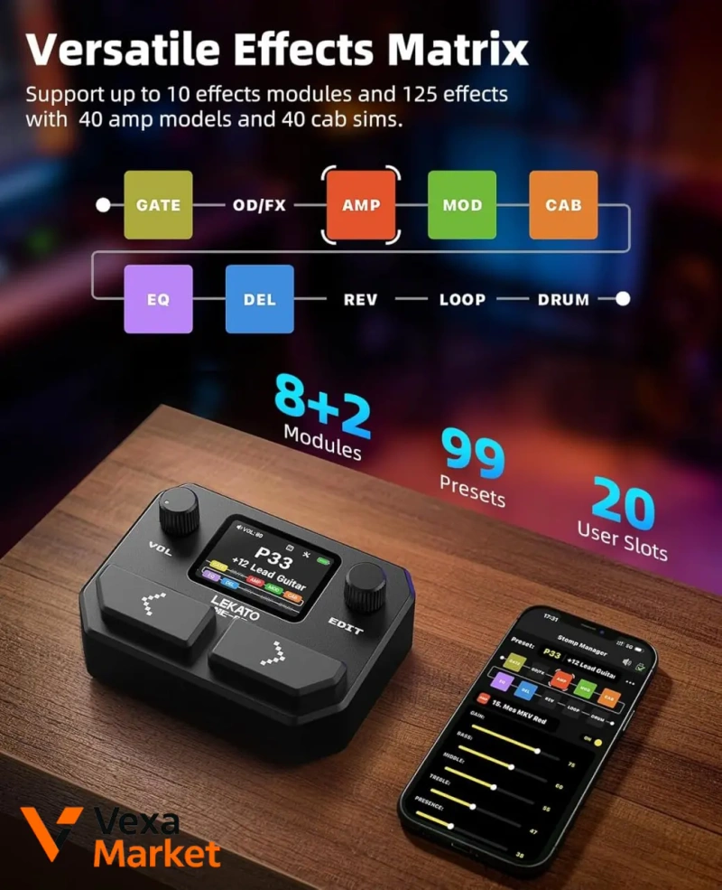 LEKATO ME-05 MINI Pocket Multi-Effects процесор для гітаристів/басистів — фото 7