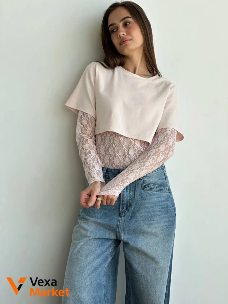 Комплект Топ + Боді мереживний жіночий, модель 205, one size, різні кольори — фото 3