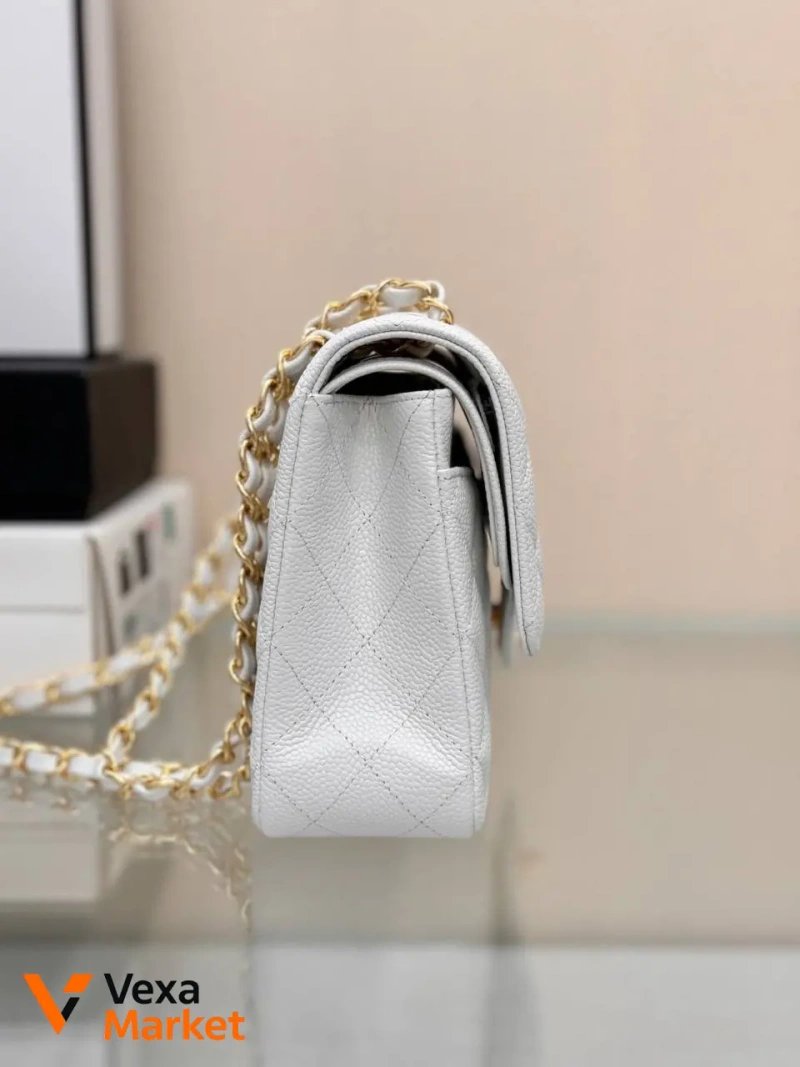 Сумка Chanel Classic Flap Caviar Medium біла — фото 5