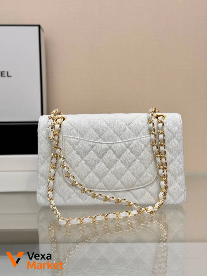 Сумка Chanel Classic Flap Caviar Medium біла — фото 6