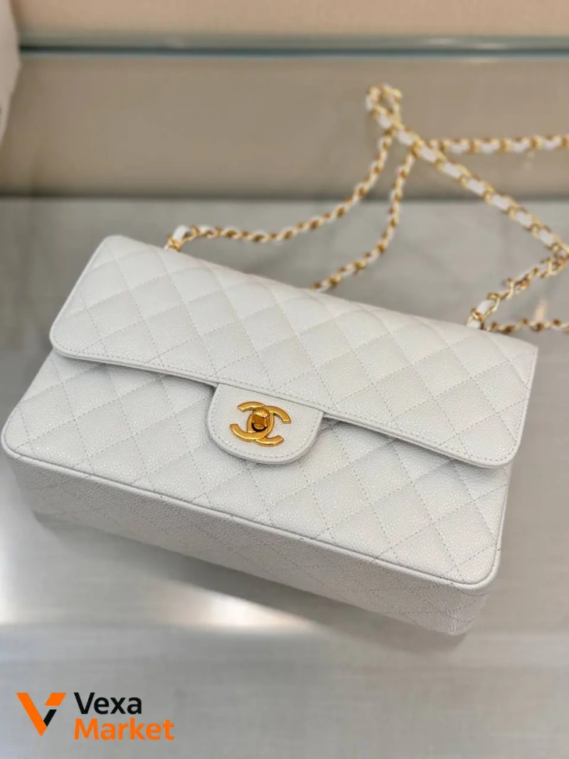 Сумка Chanel Classic Flap Caviar Medium біла — фото 7