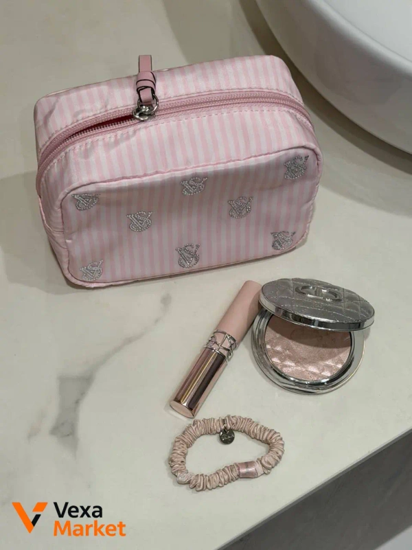 Косметичка Victoria's Secret розовая в полоску