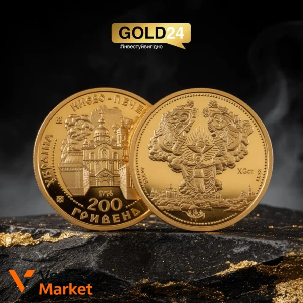 Золота монета Києво-Печерська лавра 200 гривень 15.55г 900 проба