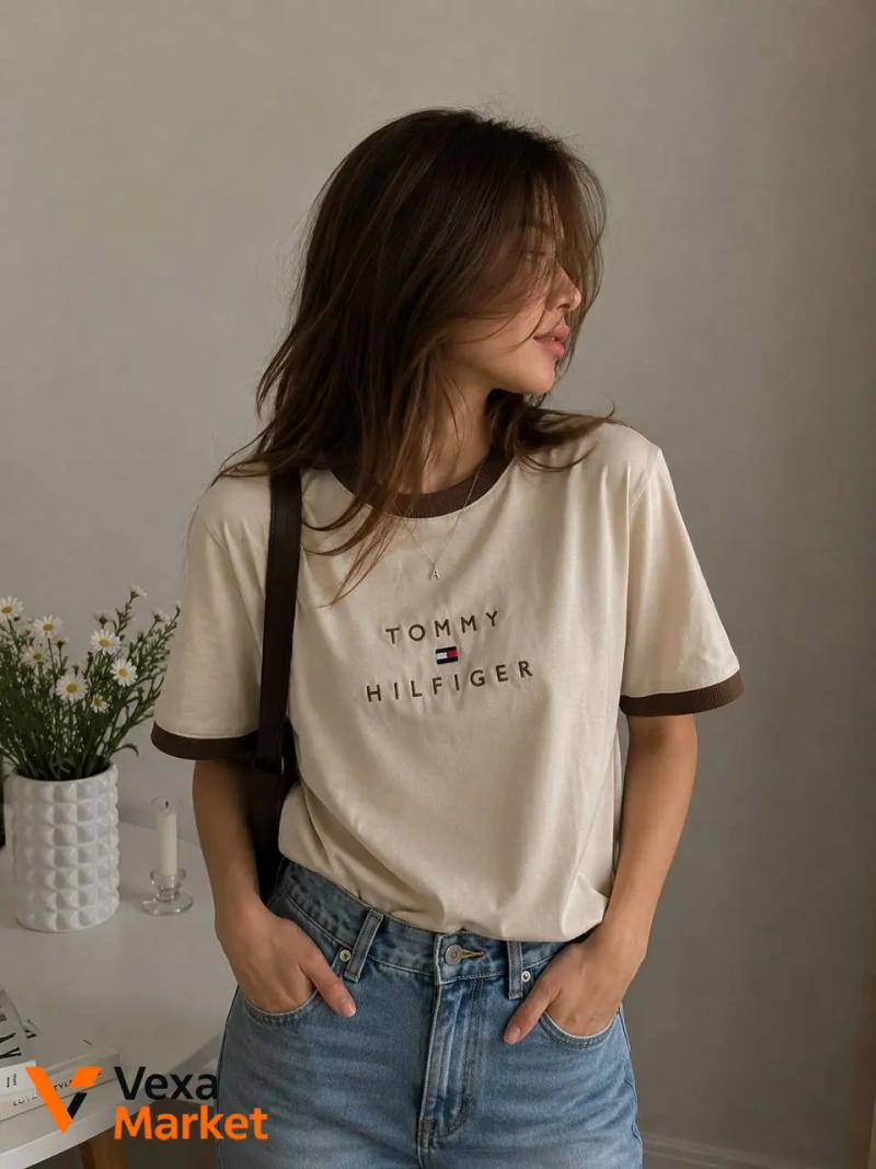 Футболка Tommy Hilfiger з вишивкою, органічна бавовна — фото 2