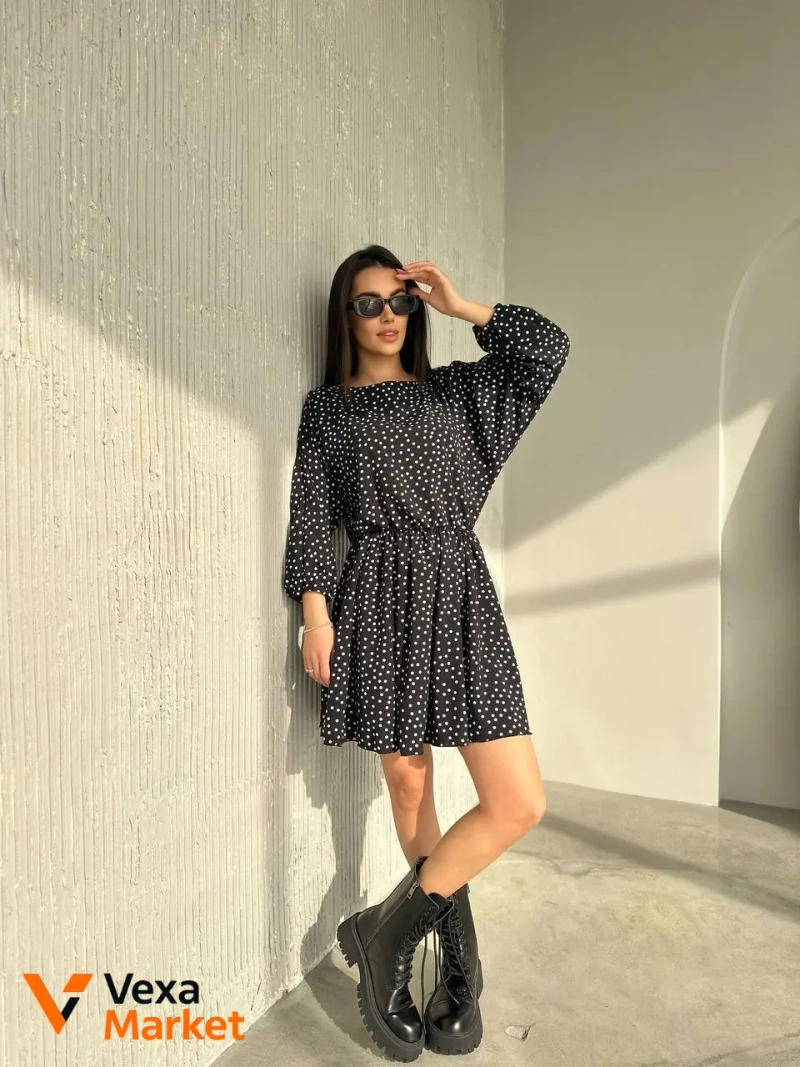 Сукня жіноча в горох, супер софт, one size 42-46 — фото 2