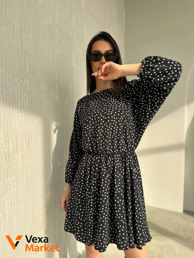 Сукня жіноча в горох, супер софт, one size 42-46 — фото 4