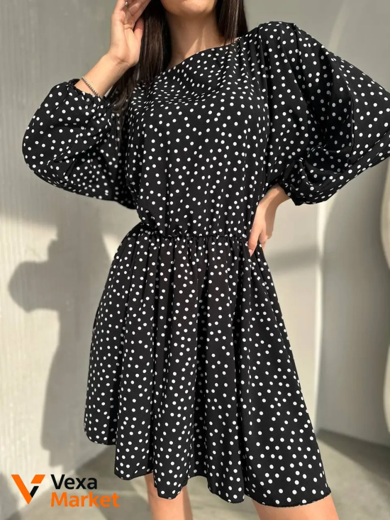 Сукня жіноча в горох, супер софт, one size 42-46 — фото 5