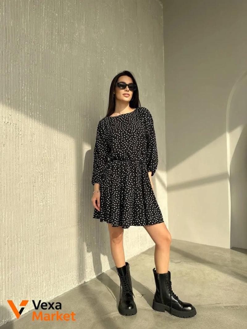 Сукня жіноча в горох, супер софт, one size 42-46 — фото 7