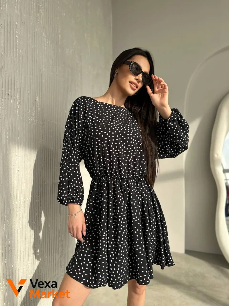 Сукня жіноча в горох, супер софт, one size 42-46 — фото 8