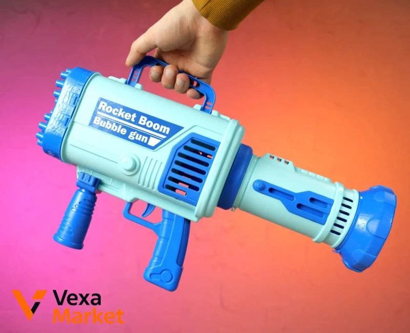 Автомат для бульбашок Rocket Boom Bubble gun з підсвічуванням, ремінцем та двома пляшечками мильної рідини — фото 3