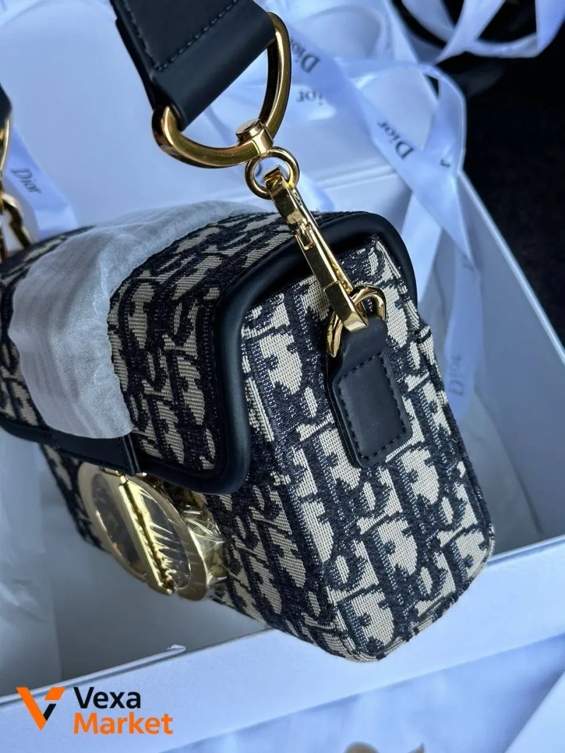 Christian Dior 30 Montaigne Bag Blue/Beige Текстиль/Шкіра — фото 8