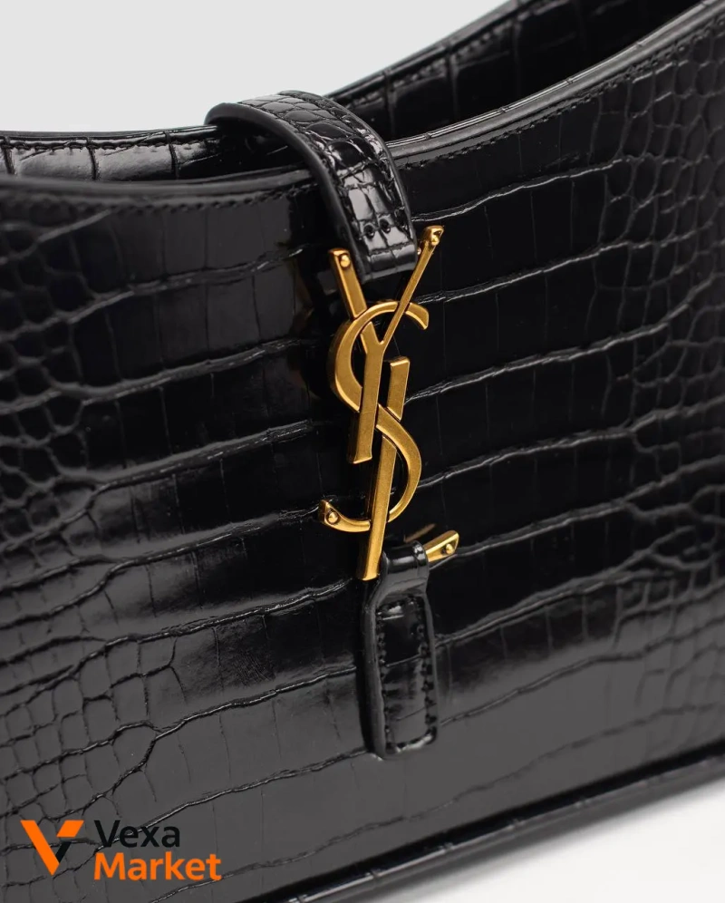 Saint Laurent Hobo Le 5 A 7 Crocodile-Embossed Shiny Leather Bag — фото 5