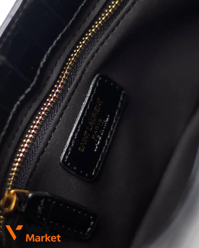 Saint Laurent Hobo Le 5 A 7 Crocodile-Embossed Shiny Leather Bag — фото 6