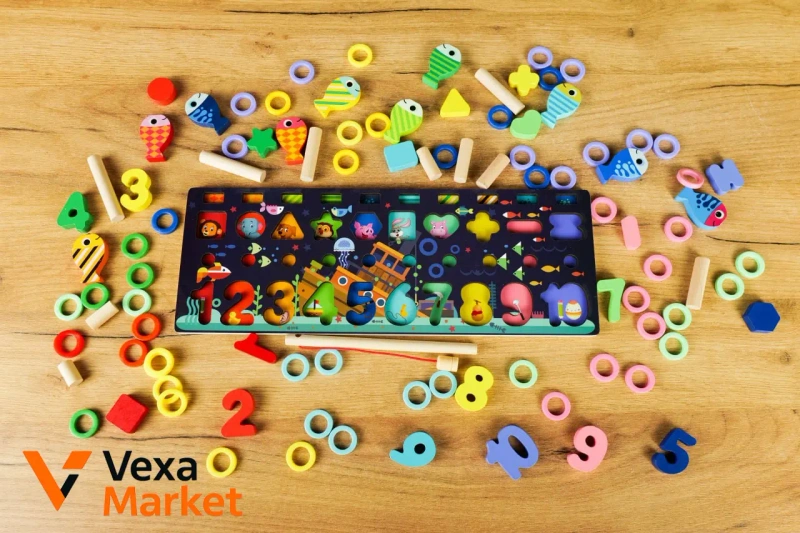 Дерев'яна логічна дошка Wtoys "Підводні пригоди" з магнітною риболовлею — фото 2