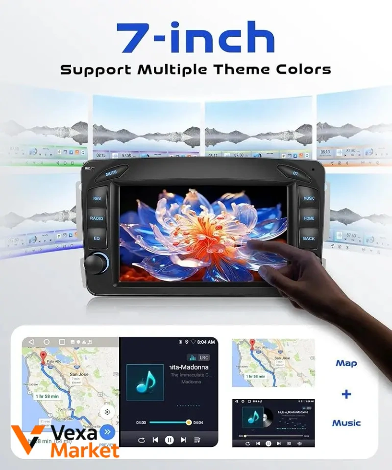 VECHTEL Autoradio 2G+64G Android 15 для Mercedes-Benz C-Class, CLK, G-Class W203, W209, W463, Viano, Vito W639 — фото 6
