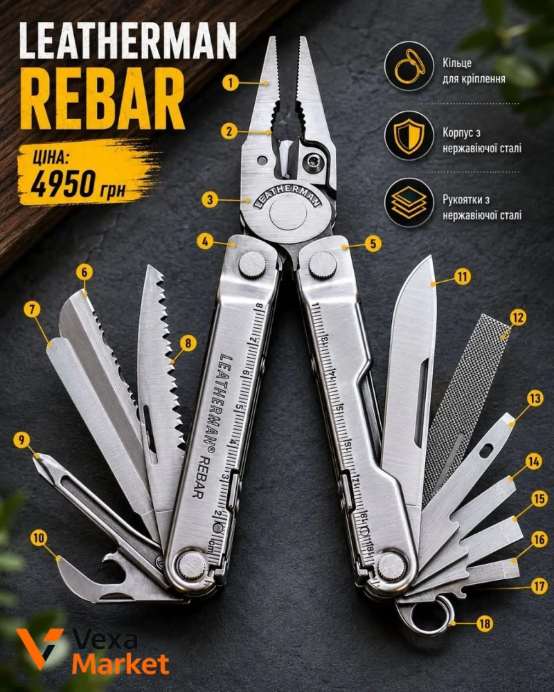 Мультитул Leatherman Rebar до 4990 грн — фото 2