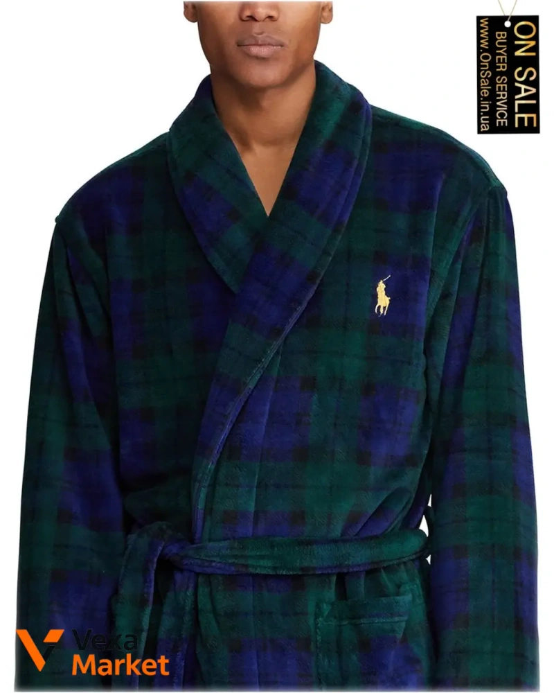Мужской халат Polo Ralph Lauren микрофибра в клетку — фото 3