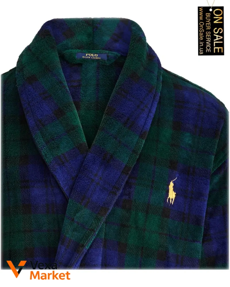 Мужской халат Polo Ralph Lauren микрофибра в клетку — фото 4