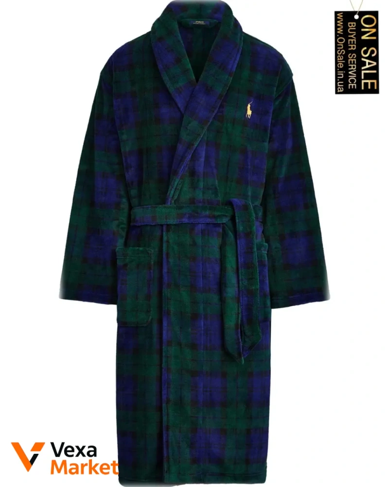 Мужской халат Polo Ralph Lauren микрофибра в клетку — фото 5