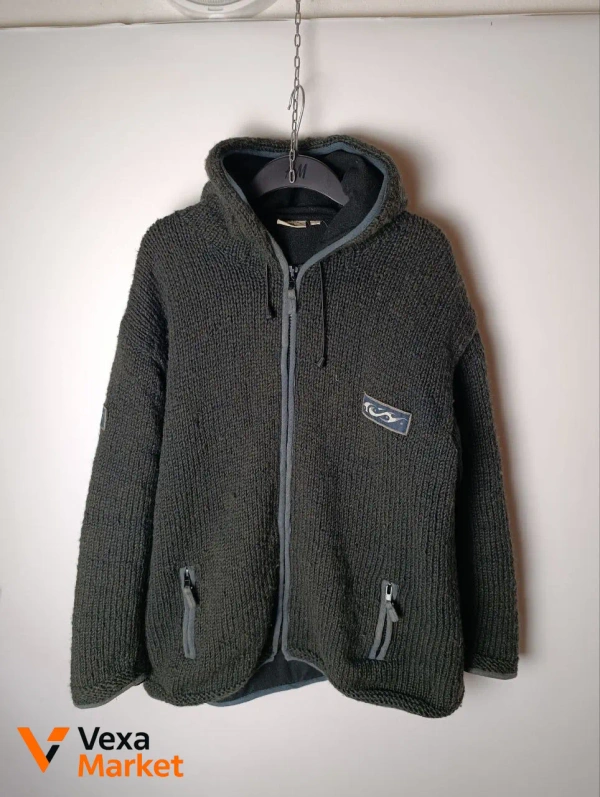 Pachamama 100% wool handknit zip hoodie L/XL