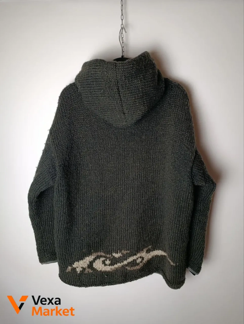 Pachamama 100% wool handknit zip hoodie L/XL — фото 2