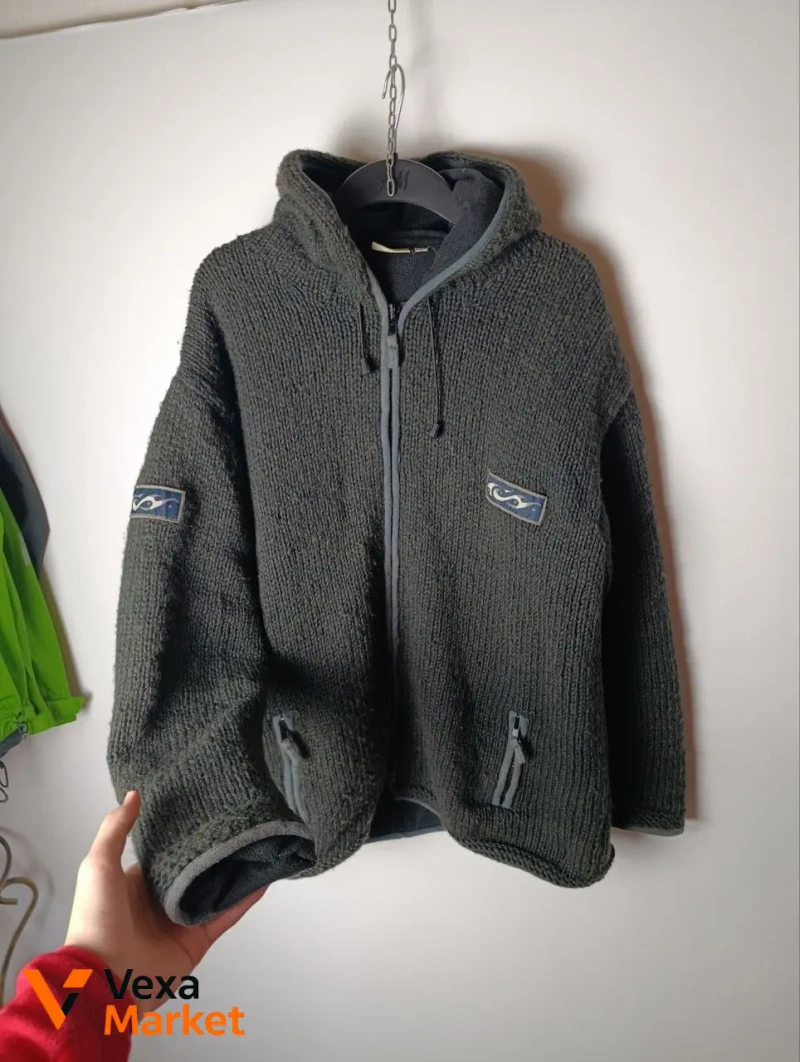 Pachamama 100% wool handknit zip hoodie L/XL — фото 3