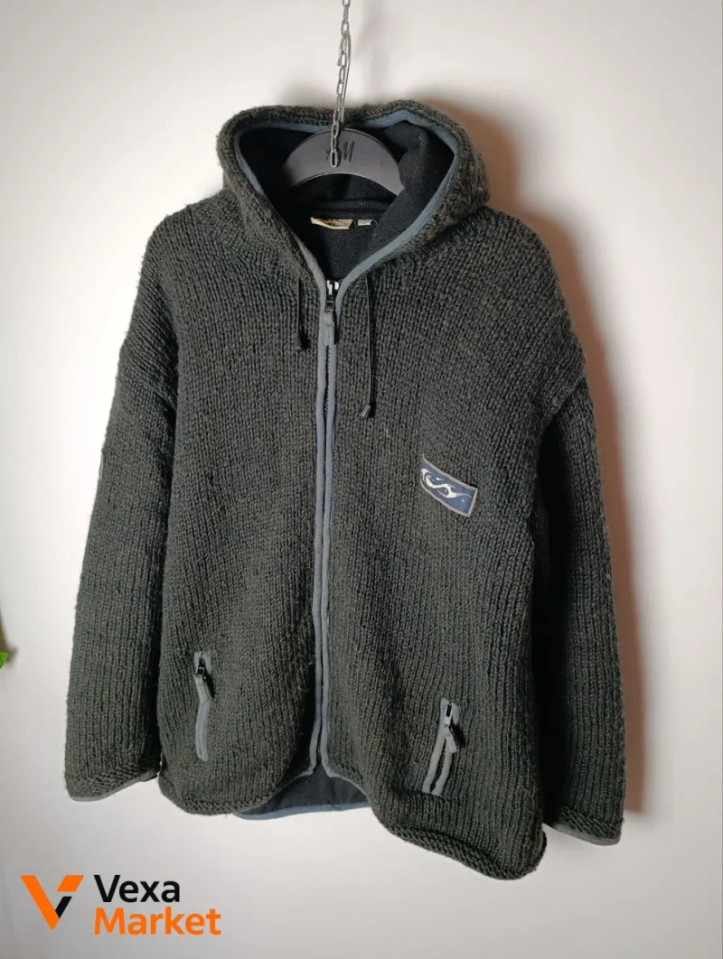 Pachamama 100% wool handknit zip hoodie L/XL — фото 5