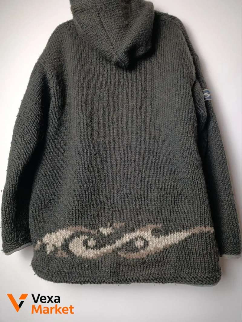 Pachamama 100% wool handknit zip hoodie L/XL — фото 6