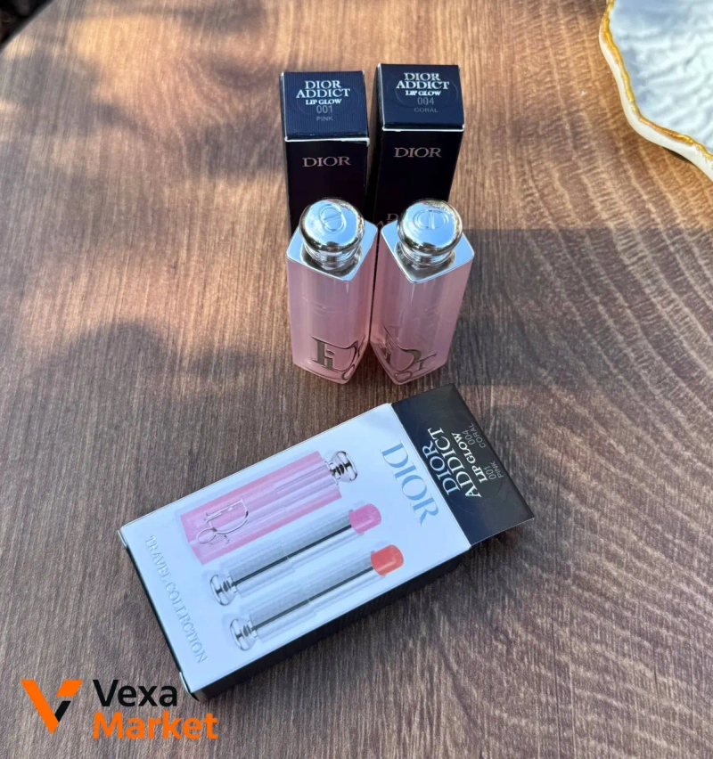 Набір бальзамів для губ Dior Addict Lip Glow (Мініатюри) 001 Pink, 004 Coral — фото 6
