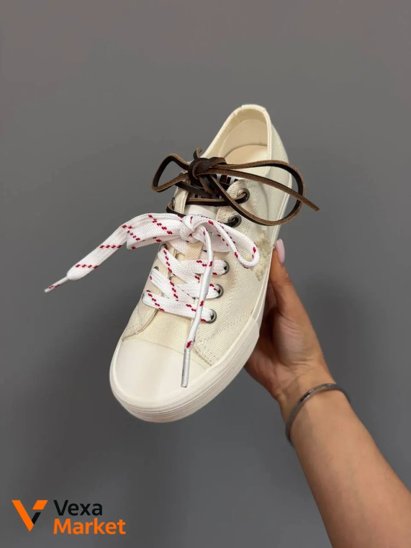 Miu Miu Washed Denim Light Cream Женские кроссовки — фото 3