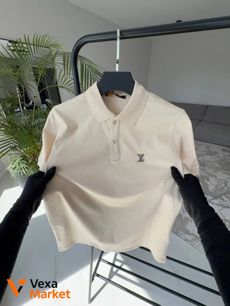 Футболка-поло Louis Vuitton чорна/бежева — фото 2