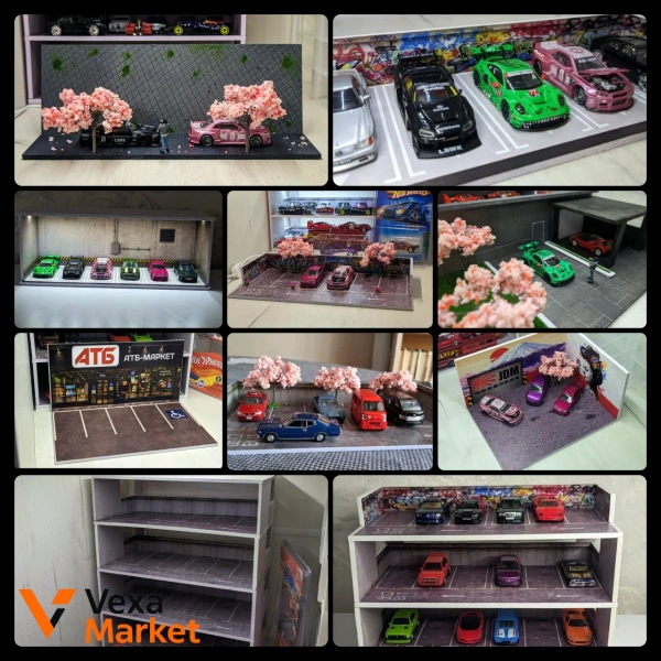 Діорами 1:64 для колекційних авто: паркінги, гаражі, JDM