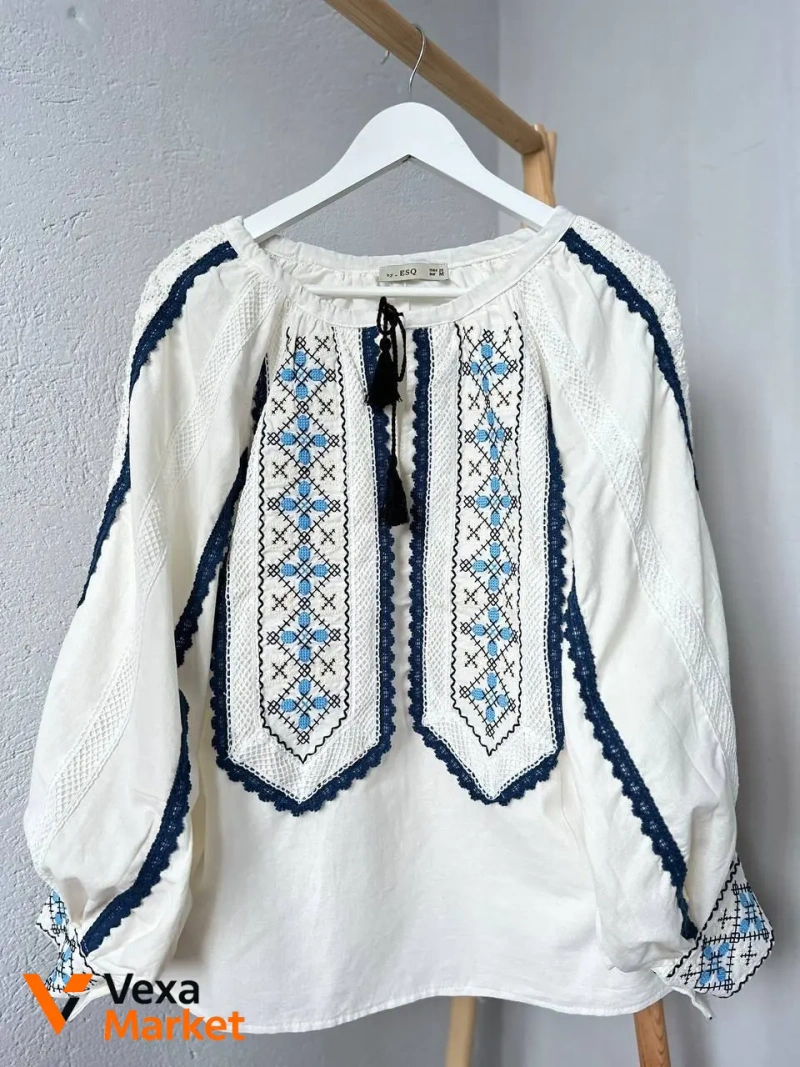 Вишиванка жіноча біла з вишивкою розміри S, M, L — фото 3