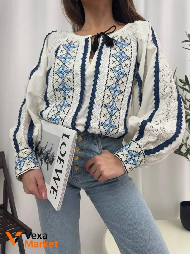 Вишиванка жіноча біла з вишивкою розміри S, M, L — фото 5