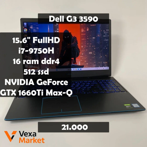 Ігровий ноутбук Dell G3 3590 Intel Core i7-9750H, 16GB RAM, 512GB SSD, GTX 1660 Ti Max-Q
