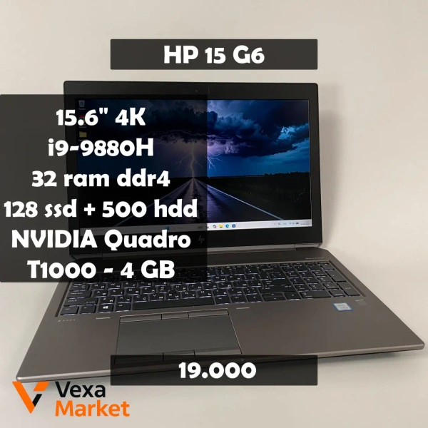 Ноутбук HP zBook 15 G6 15.6" 4K, Intel Core i9-9880H, 32GB RAM, 128GB SSD + 500GB HDD, NVIDIA Quadro T1000 4GB
