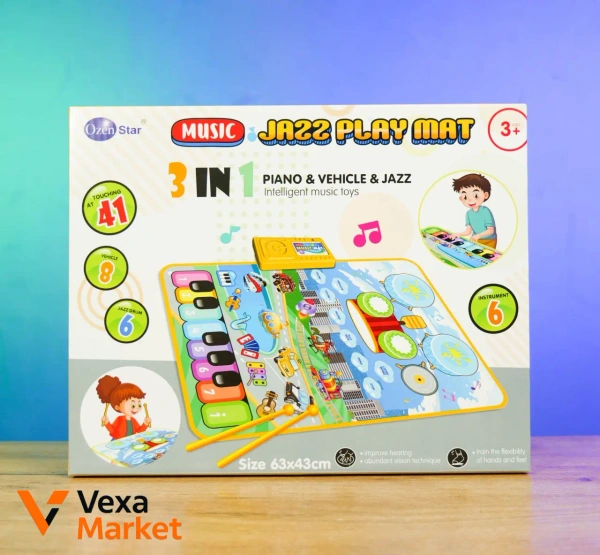 Музичний килимок 3 в 1 Ozen Star Jazz Play Mat Piano & Vehicle & Jazz