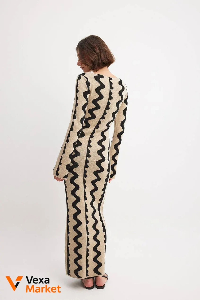 NA-KD Jacquard Knitted Maxi Dress — фото 5