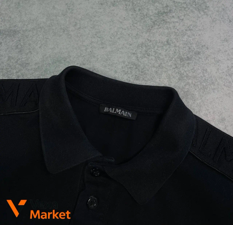 Balmain Black Men's Polo T-Shirt Size S — фото 5