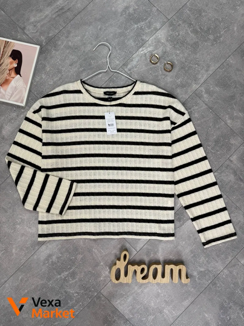 Вязаная кофтинка New Look в полоску телесного цвета, размер XL — фото 4