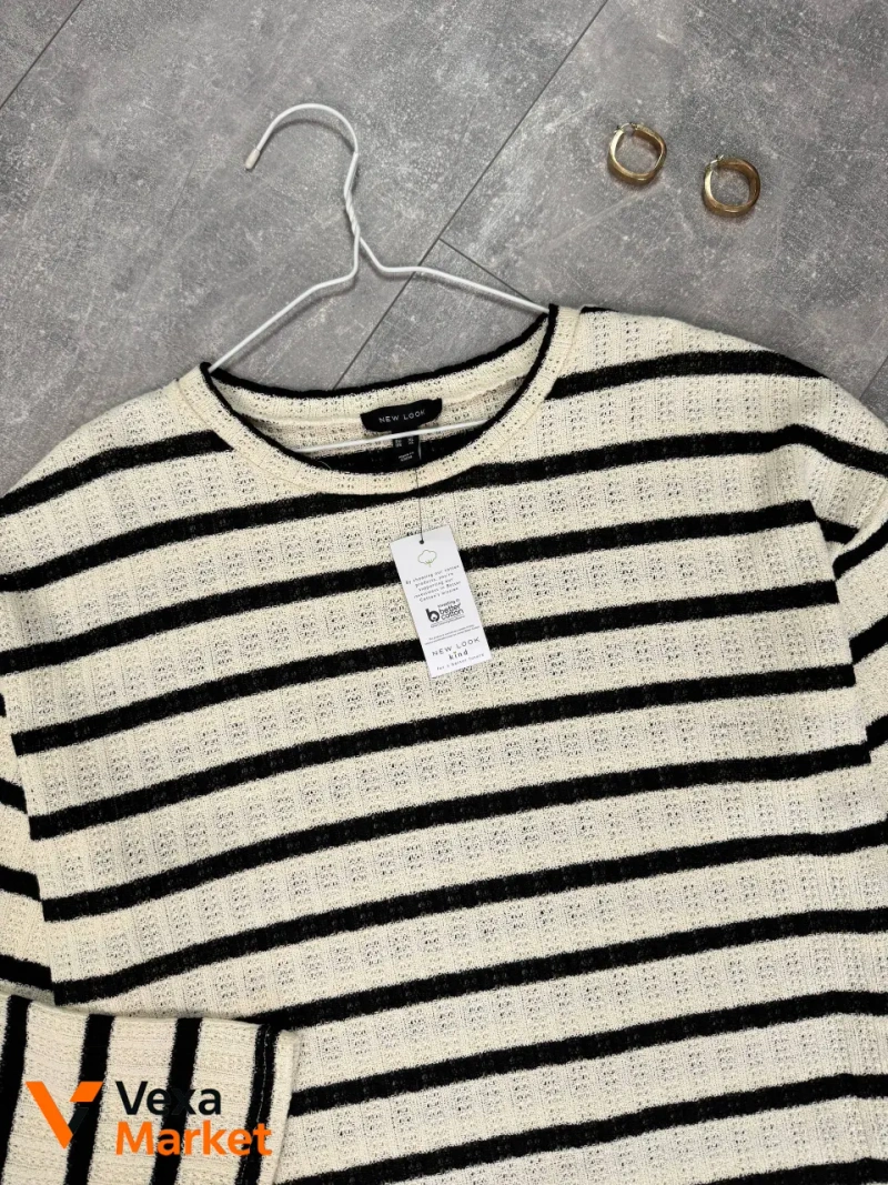 Вязаная кофтинка New Look в полоску телесного цвета, размер XL — фото 5