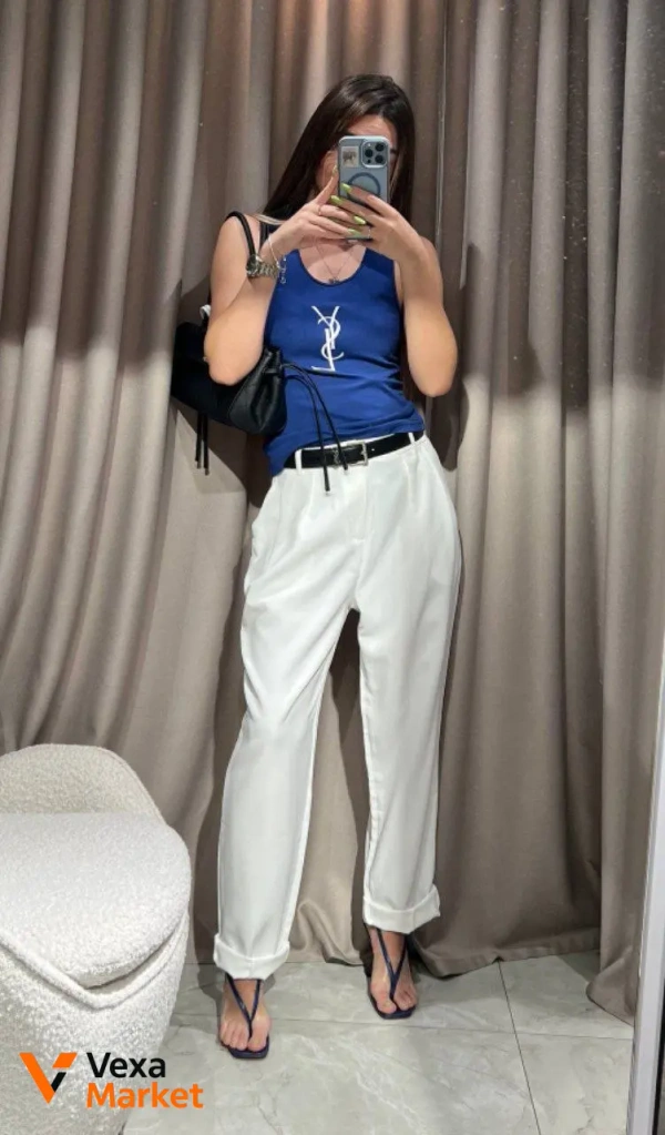 Майка YSL з вишивкою логотипу