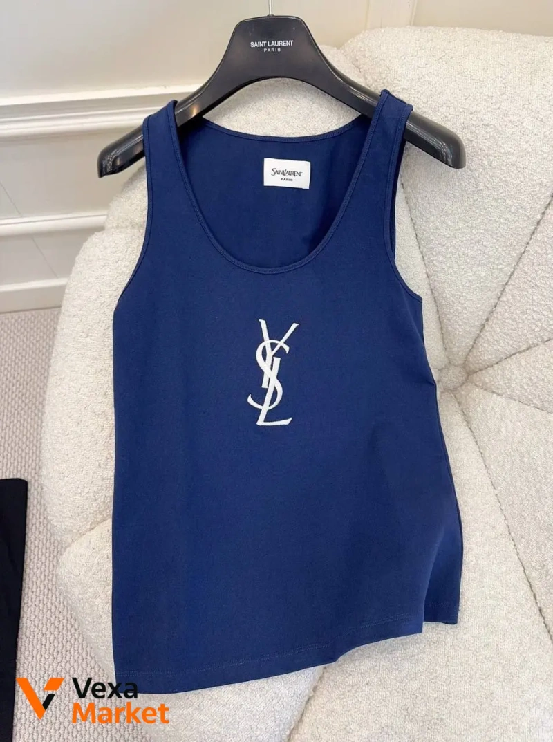 Майка YSL з вишивкою логотипу — фото 3