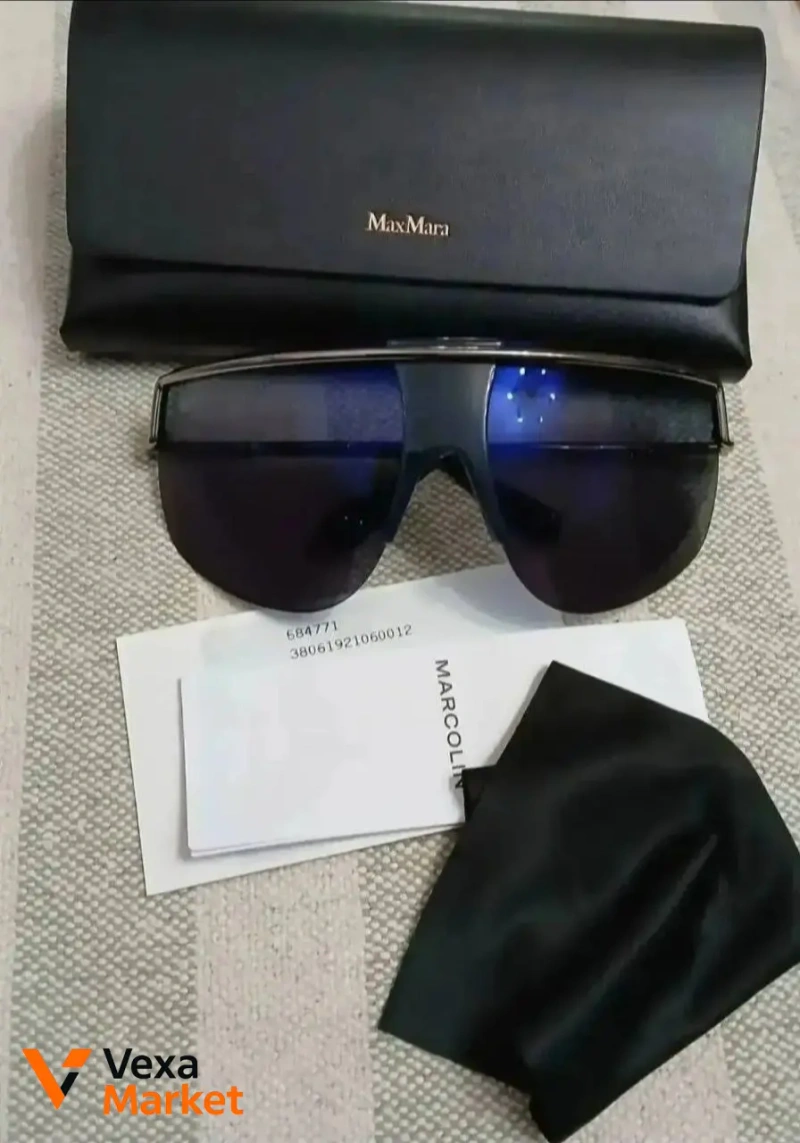 Сонцезахисні окуляри MAX MARA 💙MM0050 90X💙 срібна оправа, темно-сині лінзи — фото 7